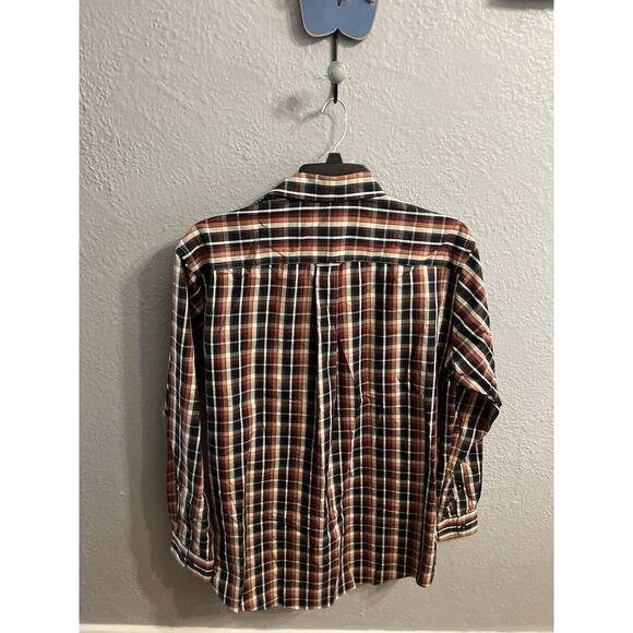 Cabelas Men's‎ Size Large Tall  Brown Black White Plaid Button Down Shirt - Picture 7 of 7